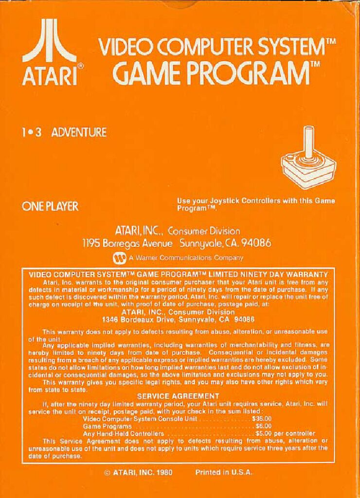 Adventure - Atari 2600 video game collectible - Main Image 2