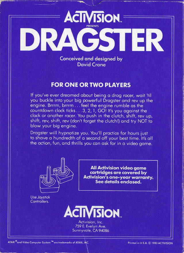 Dragster - Atari 2600 (Activision, Inc.) video game collectible - Main Image 3