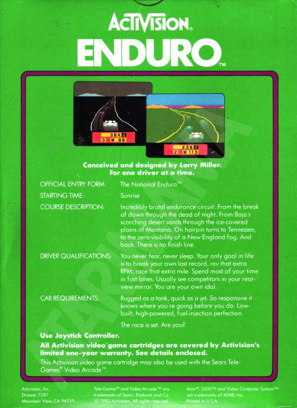Enduro - Atari 2600 (Activision - 1) video game collectible - Main Image 2