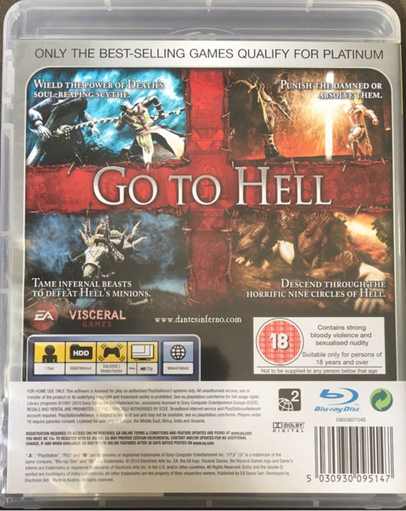 Dante’s Inferno - Sony PlayStation 3 (PS3) (Electronic Arts - 1) video game collectible [Barcode 5030930095147] - Main Image 2