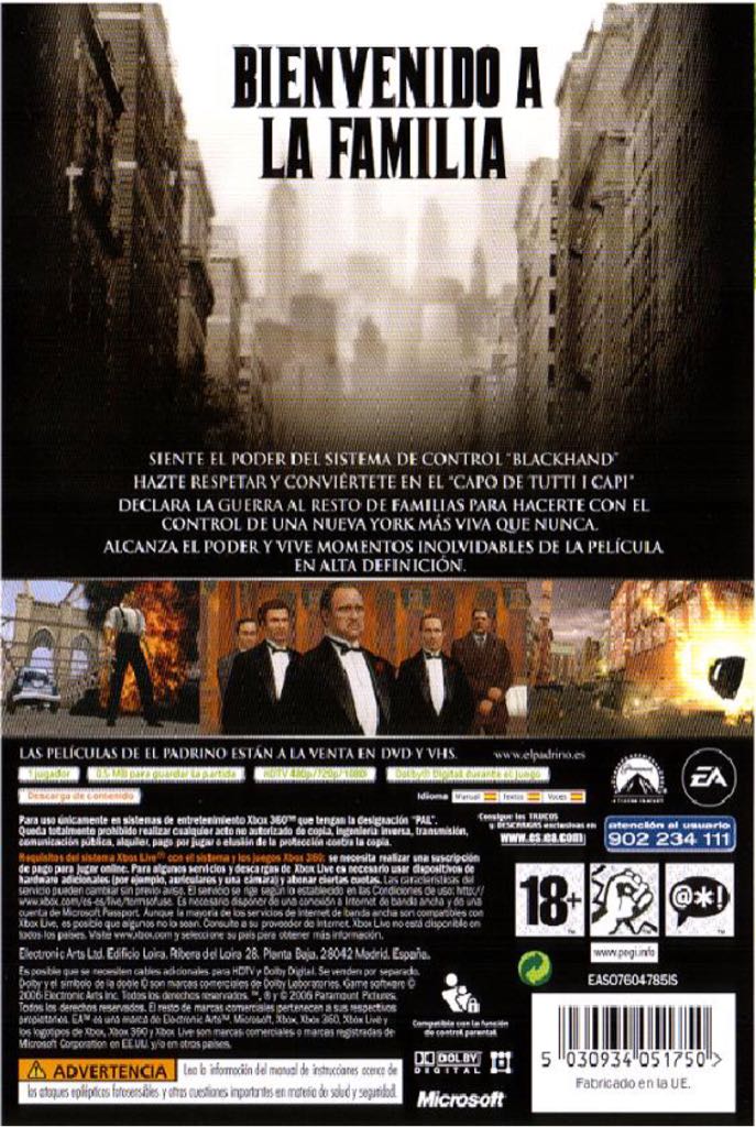 El Padrino - Microsoft Xbox 360 (EA - 1) video game collectible [Barcode 5030934051750] - Main Image 2