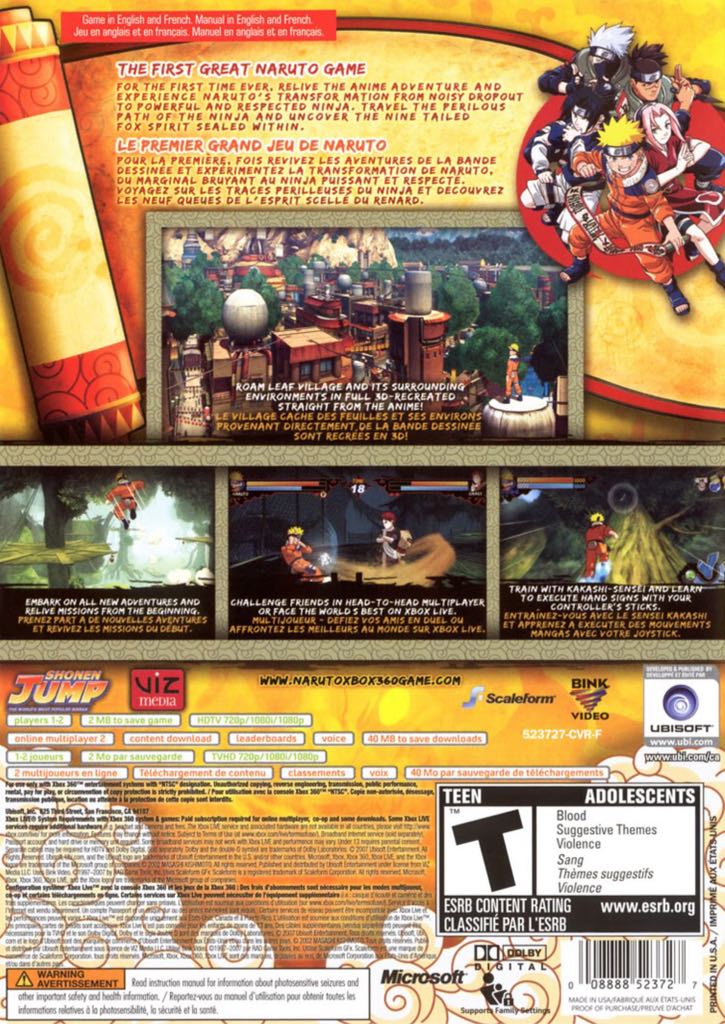 Naruto : Rise Of A Ninja - Microsoft Xbox 360 (Ubisoft - 1-2) video game collectible [Barcode 3307210255266] - Main Image 2