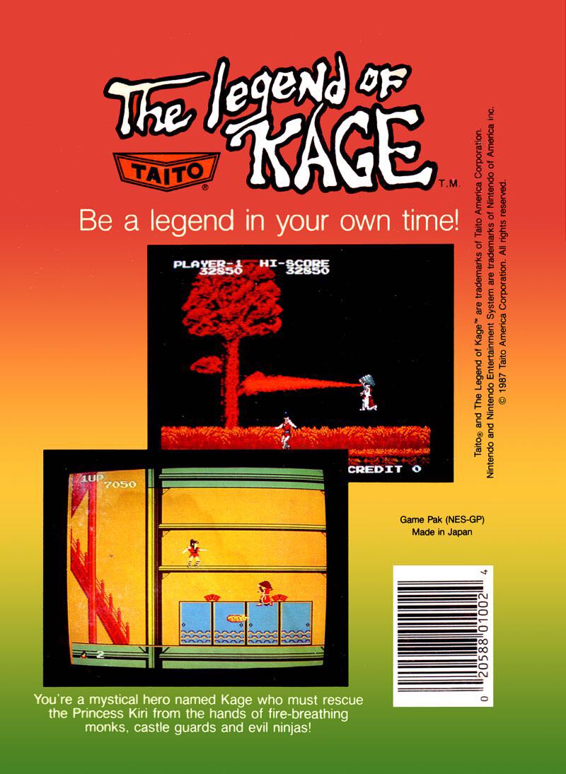 The Legend Of Kage - Nintendo Entertainment System (NES) (Taito Corporation - 1) video game collectible - Main Image 2