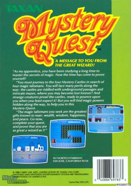 Mystery Quest - Nintendo Entertainment System (NES) video game collectible - Main Image 2
