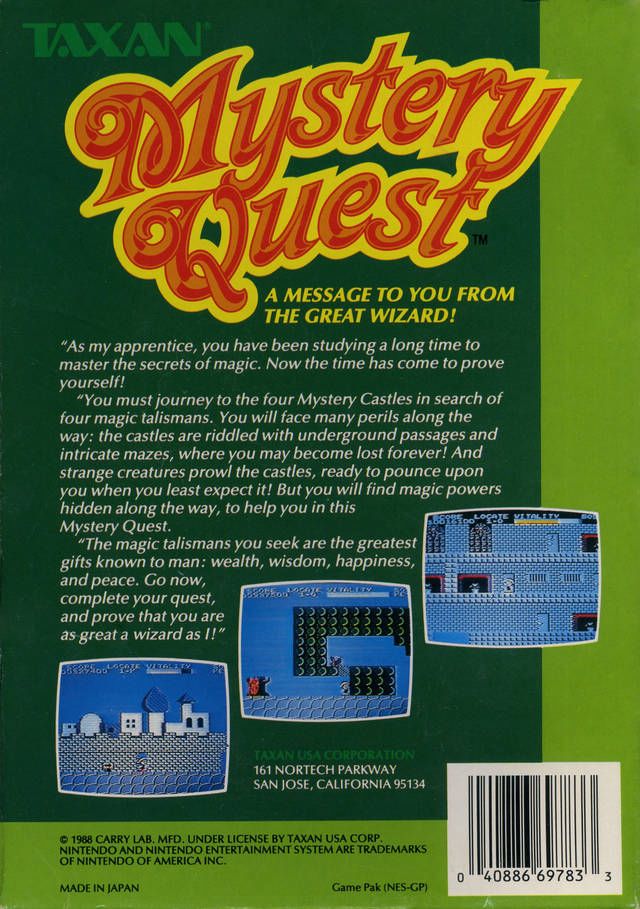Mystery Quest - Nintendo Entertainment System (NES) video game collectible - Main Image 2