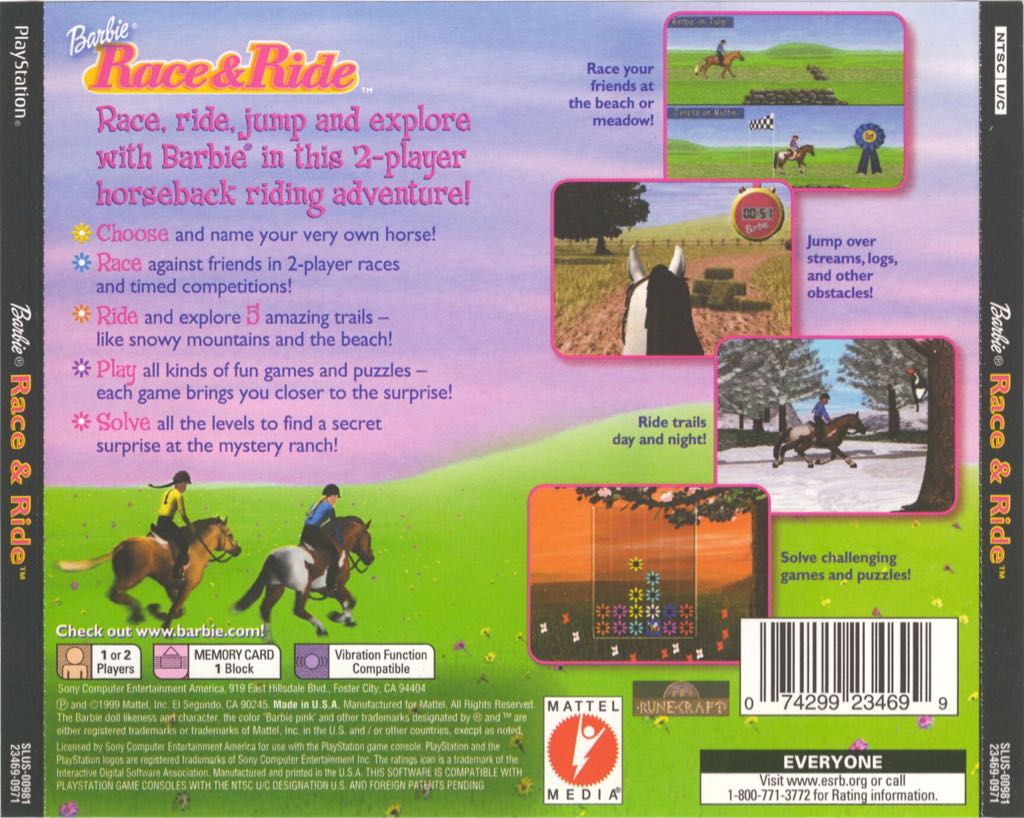 Barbie Race & Ride - Sony PlayStation (Mattel Media - 2) video game collectible [Barcode 711719868422] - Main Image 2