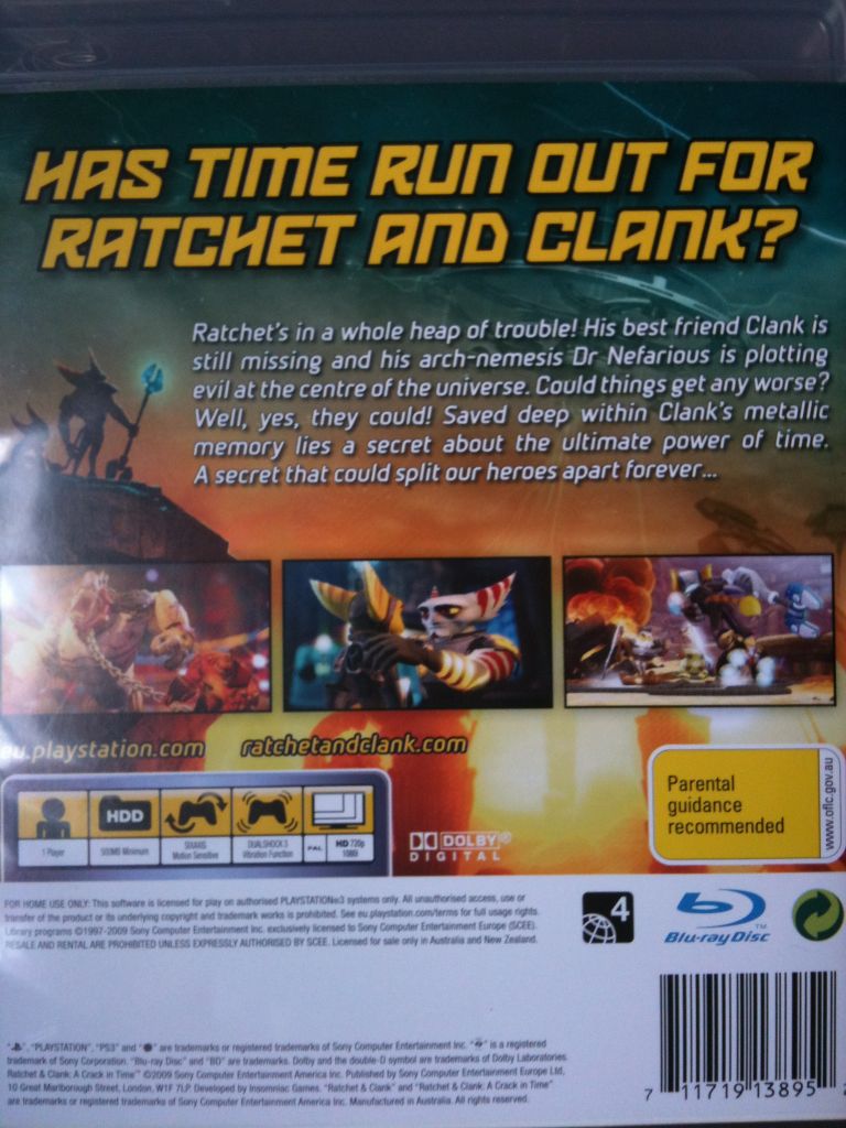 Ratchet & Clank: A Crack In Time - Sony PlayStation 3 (PS3) (Sony Computer Entertainment - 1) video game collectible [Barcode 711719138952] - Main Image 2