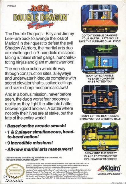 Double Dragon II: The Revenge - Nintendo Entertainment System (NES) (Acclaim - 2) video game collectible - Main Image 2