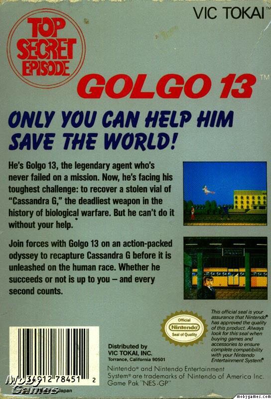 Golgo 13: Top Secret Episode - Nintendo Entertainment System (NES) (Vic Tokai - 1) video game collectible [Barcode 0034912784512] - Main Image 2