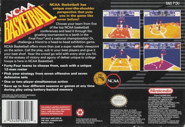 Ncaa Basketball - Nintendo Super Nintendo Entertainment System (SNES) (Nintendo) video game collectible - Main Image 2
