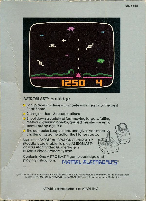 Astroblast - Atari 2600 (Mattel Electronics) video game collectible - Main Image 2