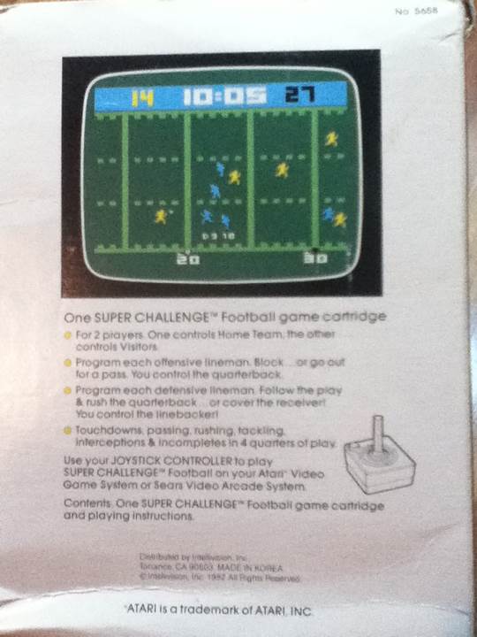 Super Challenge Football - Atari 2600 video game collectible - Main Image 2