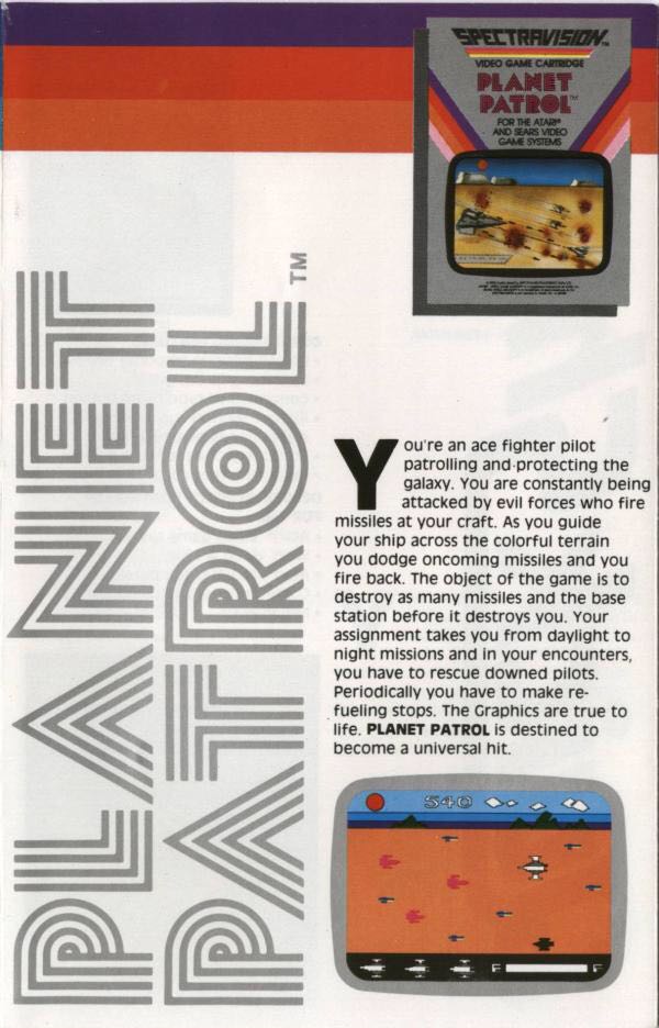 Planet Patrol - Atari 2600 video game collectible - Main Image 2