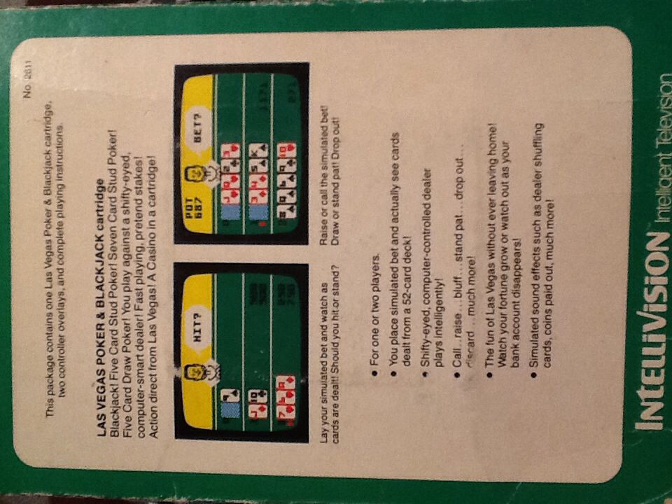 Las Vegas Poker & Blackjack - Intellivision video game collectible - Main Image 2