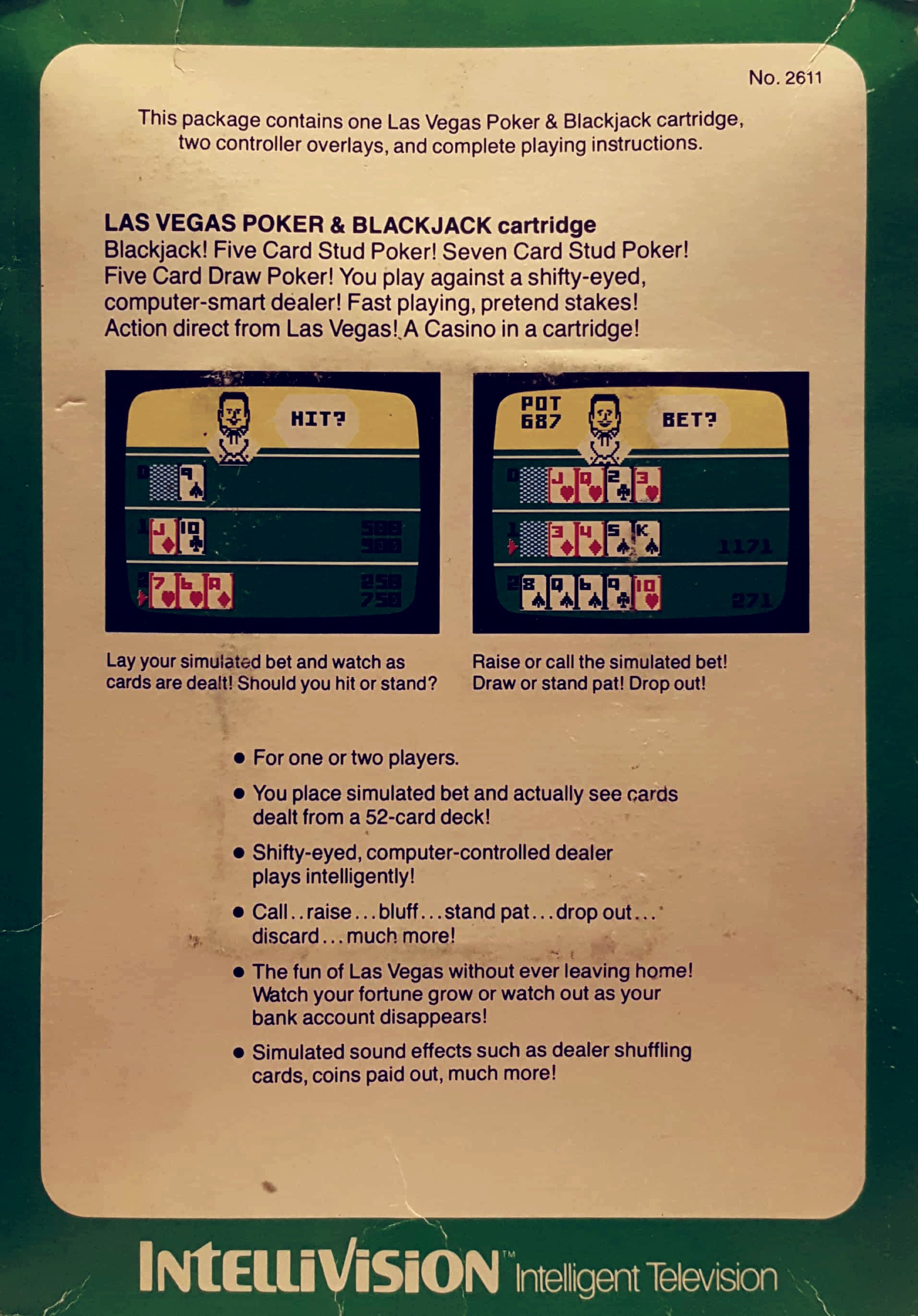 Las Vegas Poker & Blackjack - Intellivision (Mattel - 1-2) video game collectible - Main Image 2