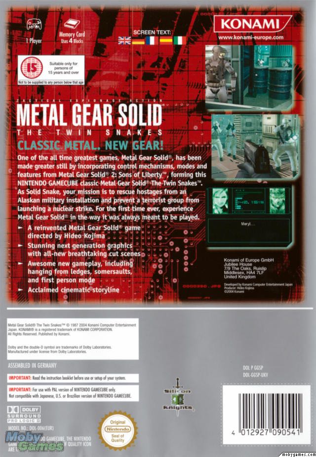 Metal Gear Solid: The Twin Snakes - Nintendo GameCube (Konami of Europe - 1) video game collectible [Barcode 4012927090381] - Main Image 2