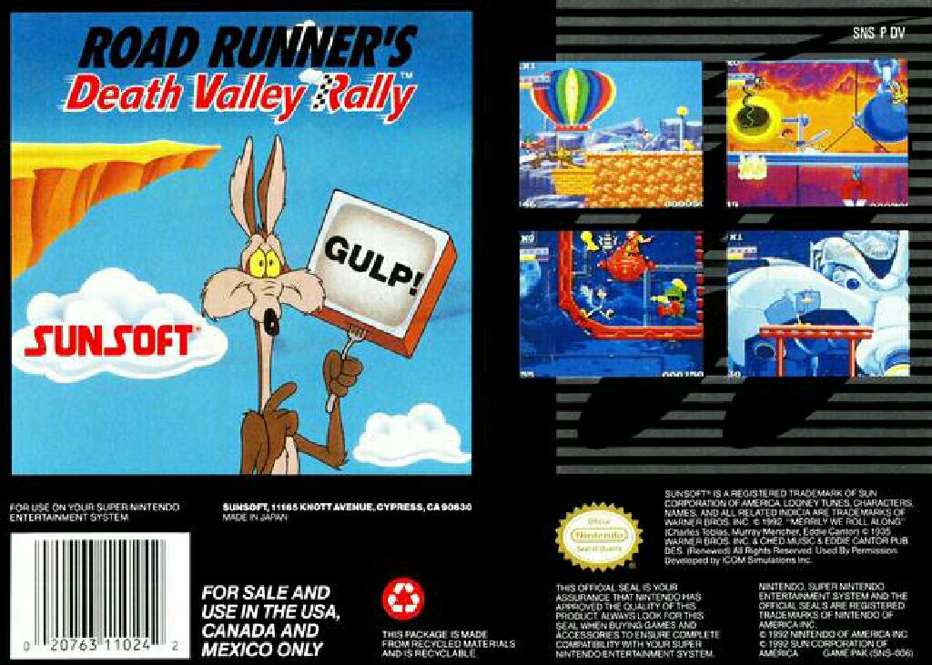 Road Runner’s Death Valley Rally - Nintendo Super Nintendo Entertainment System (SNES) video game collectible - Main Image 2