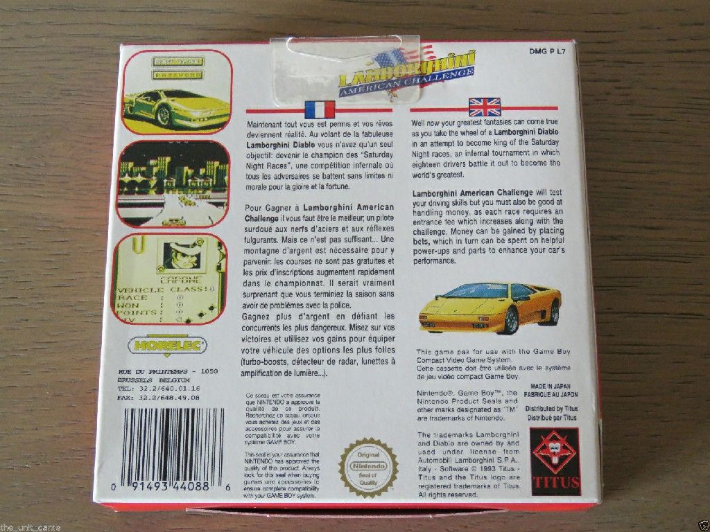 Lamborghini American Challenge - Nintendo Game Boy video game collectible [Barcode 091493440886] - Main Image 2