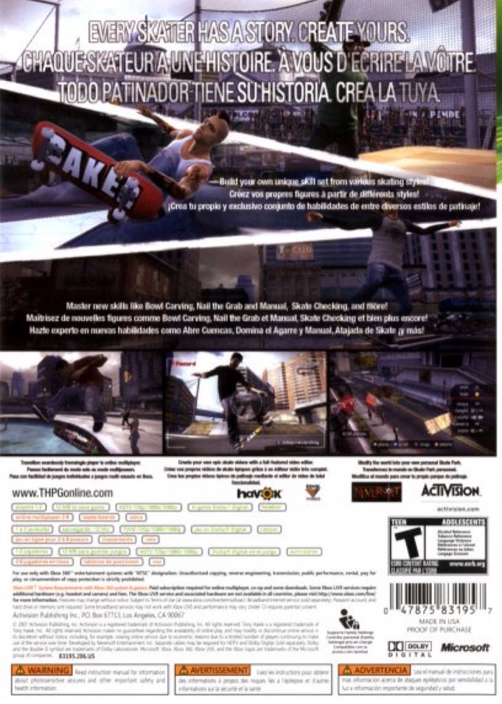 Tony Hawk’s Proving Ground - Microsoft Xbox 360 video game collectible [Barcode 047875831957] - Main Image 2