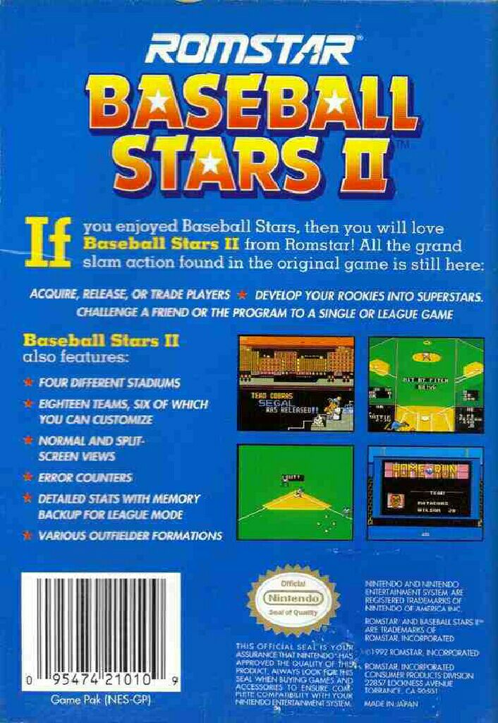 Baseball Stars II - Nintendo Entertainment System (NES) video game collectible - Main Image 2