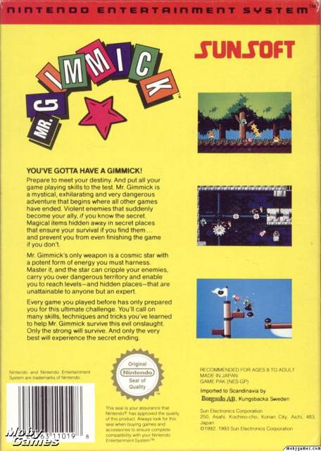 Mr. Gimmick - Nintendo Entertainment System (NES) (SunSoft) video game collectible - Main Image 2