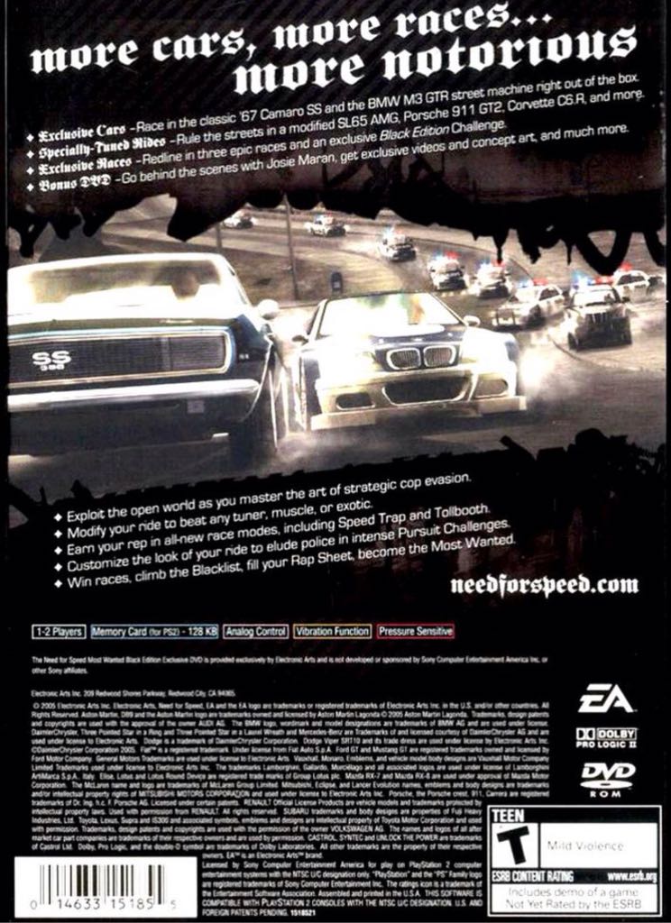 Need For Speed Most Wanted Black Edition - Microsoft Xbox (Ea Sports - 1-4) video game collectible - Main Image 2