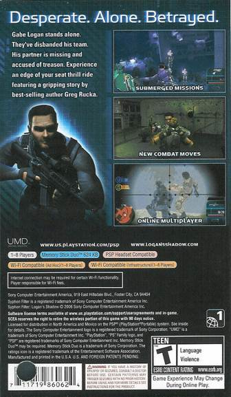 Syphon Filter: Logan’s Shadow - Sony PlayStation Portable (PSP) (SCEA - 1) video game collectible [Barcode 711719860624] - Main Image 2