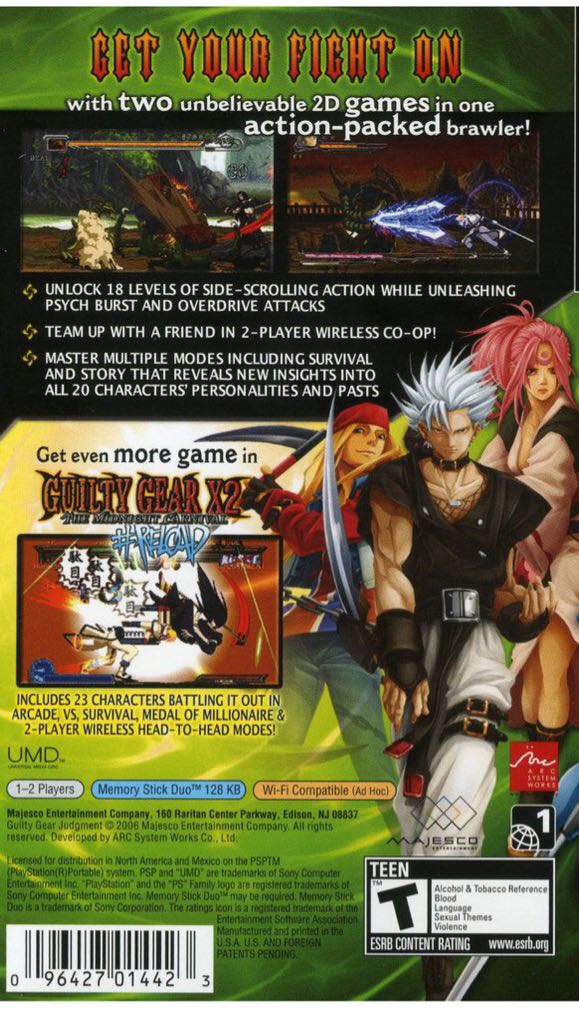 Guilty Gear Judgment - Sony PlayStation Portable (PSP) (Majesco Entertainment Company - 1-2) video game collectible [Barcode 4005209079792] - Main Image 2