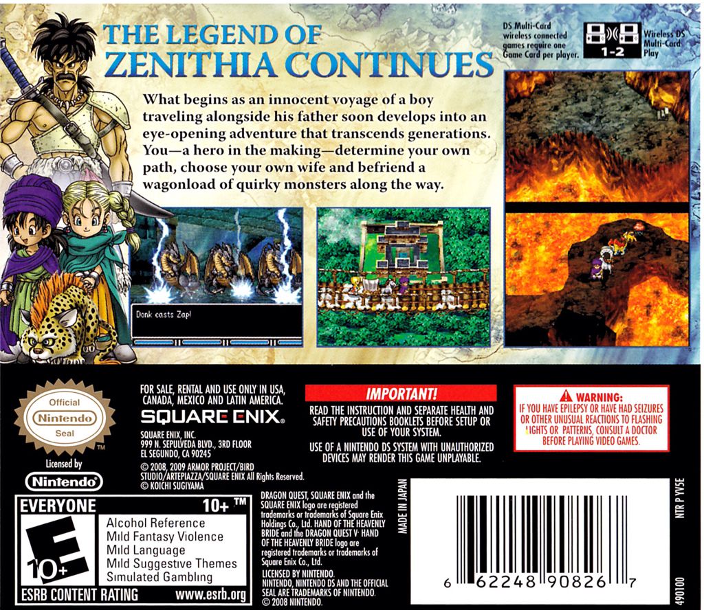 Dragon Quest V: Hand of the Heavenly Bride - Nintendo DS (Square Enix - 1) video game collectible [Barcode 662248997261] - Main Image 2