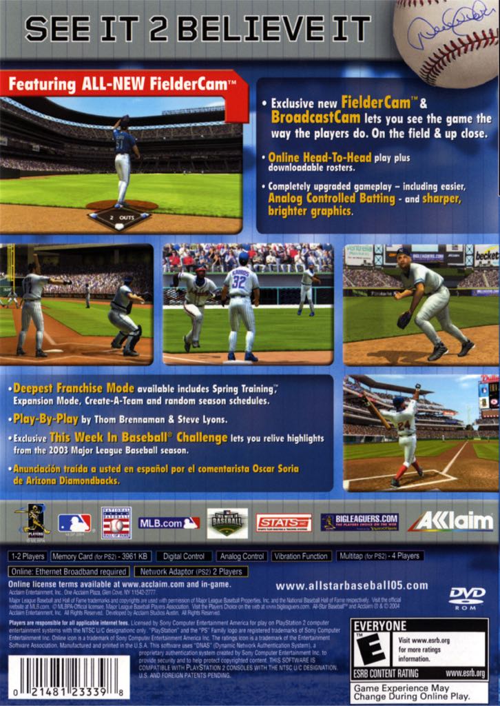 All-Star Baseball 2005 - Sony PlayStation 2 (PS2) (Acclaim Enternainment - 2) video game collectible [Barcode 021481233398] - Main Image 2