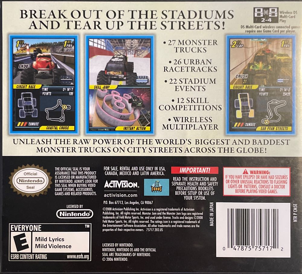 Monster Jam: Urban Assault - Nintendo DS (Activision - 2-4) video game collectible [Barcode 047875757172] - Main Image 2