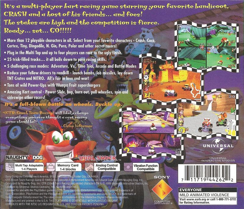 CTR: Crash Team Racing - Sony PlayStation (Sony Entertainment - 4) video game collectible [Barcode 711719248422] - Main Image 2
