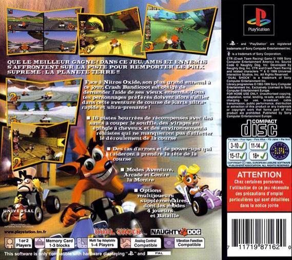 Crash Team Racing - Sony PlayStation (Sony Computer Entertainment - 1-2) video game collectible [Barcode 711719867524] - Main Image 2