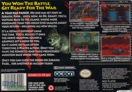 Jurassic Park Part 2: The Chaos Continues - Nintendo Super Nintendo Entertainment System (SNES) (Ocean - 1-2) video game collectible [Barcode 020295030209] - Main Image 2