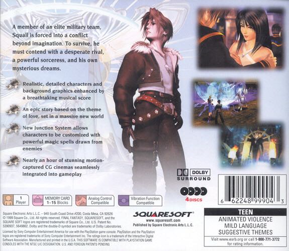 Final Fantasy 8 - Sony PlayStation Network (PSN) (Own Digital - 1) video game collectible [Barcode 0662248999043] - Main Image 2