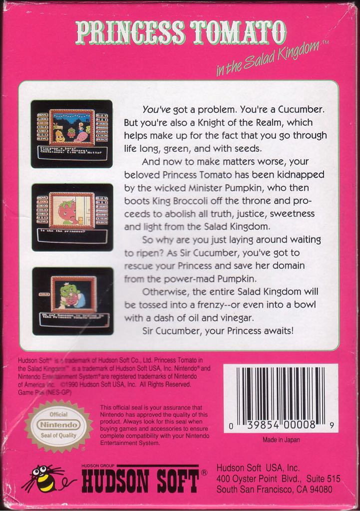 Princess Tomato In the Salad Kingdom - Nintendo Entertainment System (NES) (Hudson Soft Nintendo) video game collectible - Main Image 2