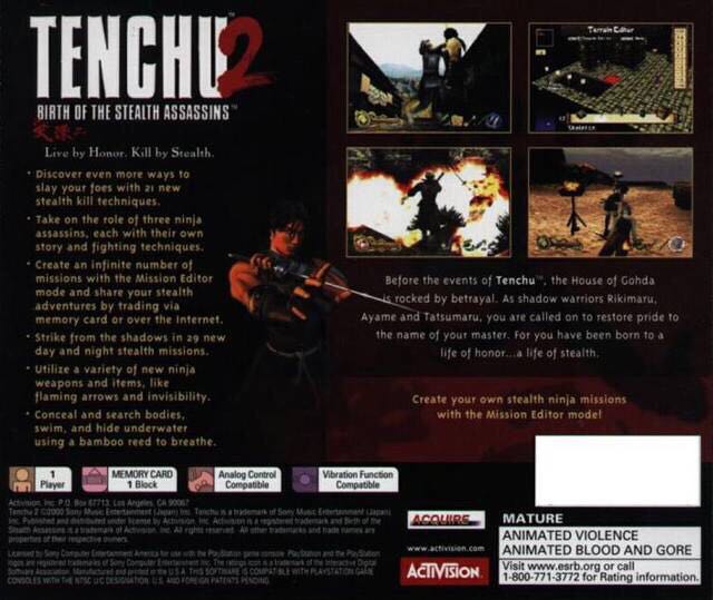 Tenchu 2 Birth of the Stealth Assassins - Sony PlayStation (Activision - 1) video game collectible [Barcode 5030917011016] - Main Image 2