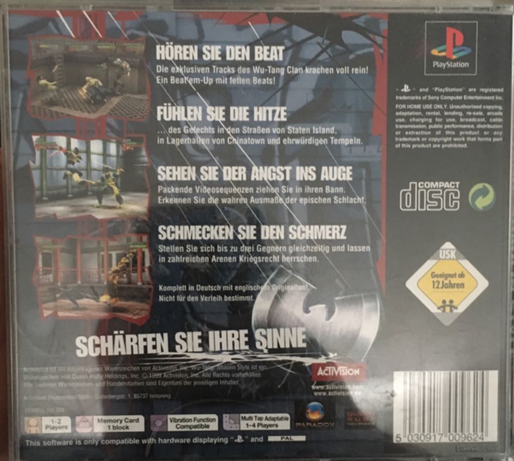 Wu-Tang: Shaolin Style - Sony PlayStation video game collectible [Barcode 5030917009624] - Main Image 2