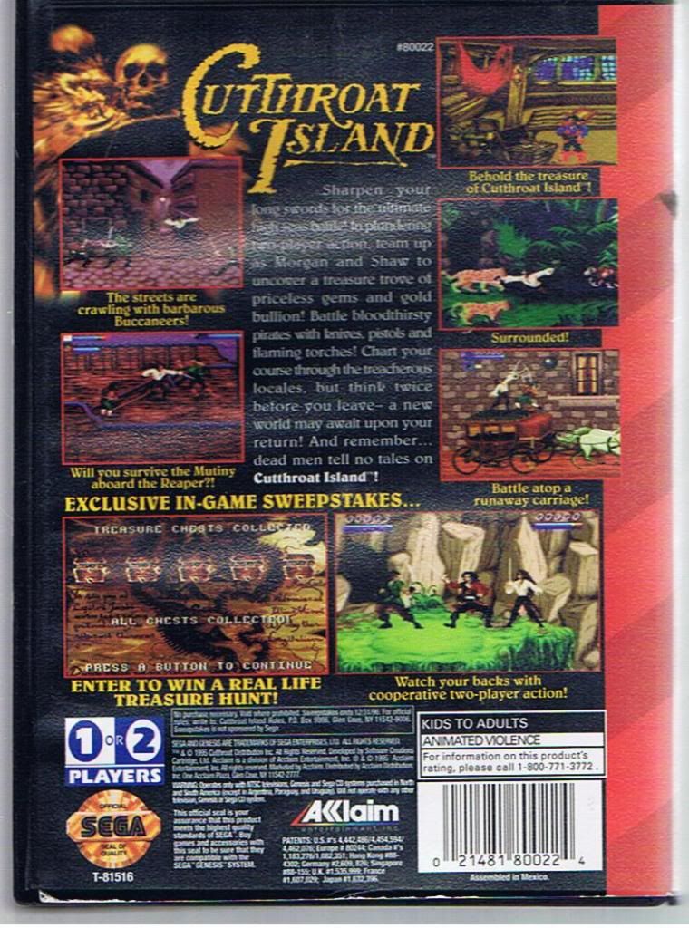 Cutthroat Island - Sega Genesis (Mega Drive) video game collectible - Main Image 2