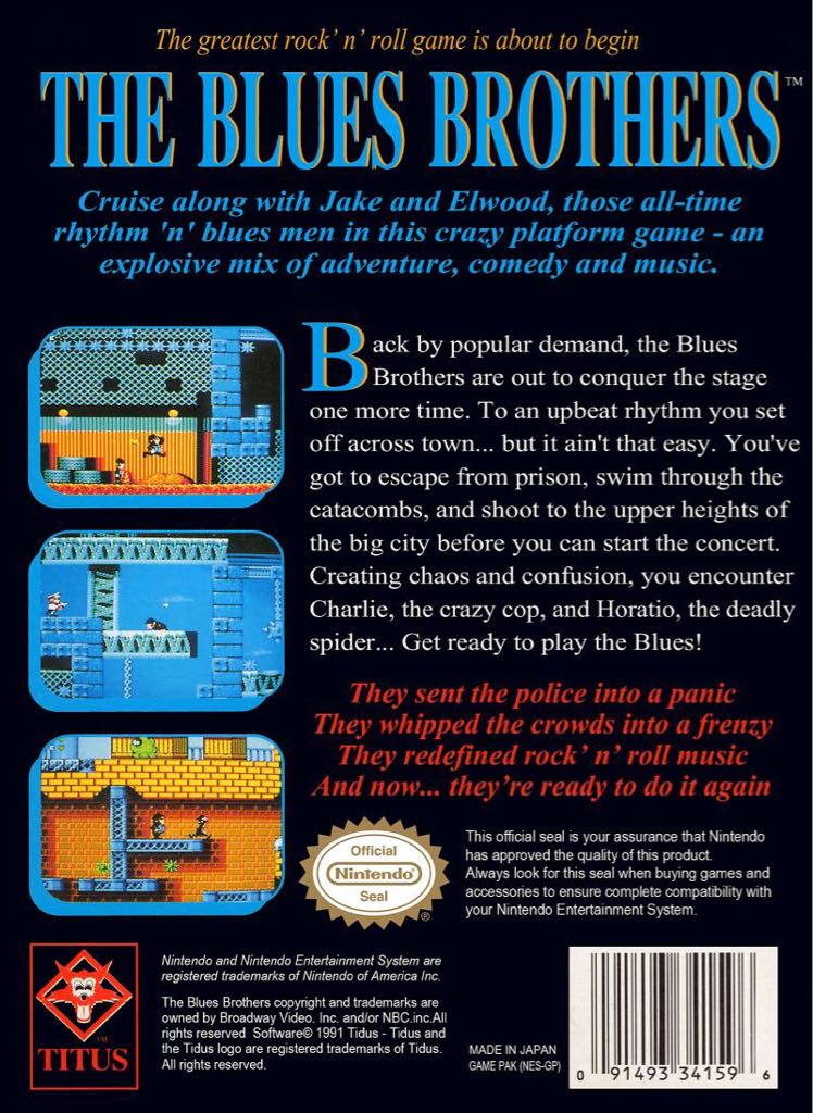 The Blues Brothers - Nintendo Entertainment System (NES) (Titus) video game collectible - Main Image 2