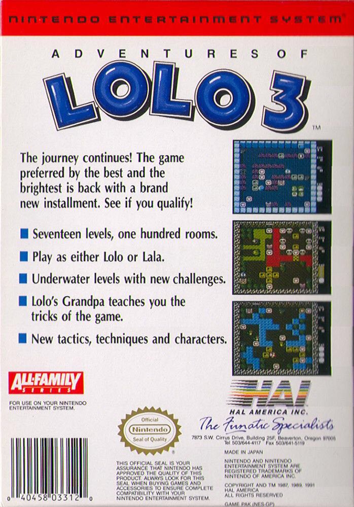 Adventures Of Lolo 3 - Nintendo Entertainment System (NES) video game collectible - Main Image 2