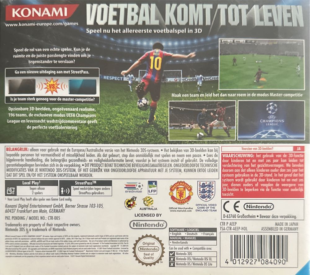 PES 2011: Pro Evolution Soccer - Nintendo 3DS (Konami - 1) video game collectible [Barcode 4012927084090] - Main Image 2