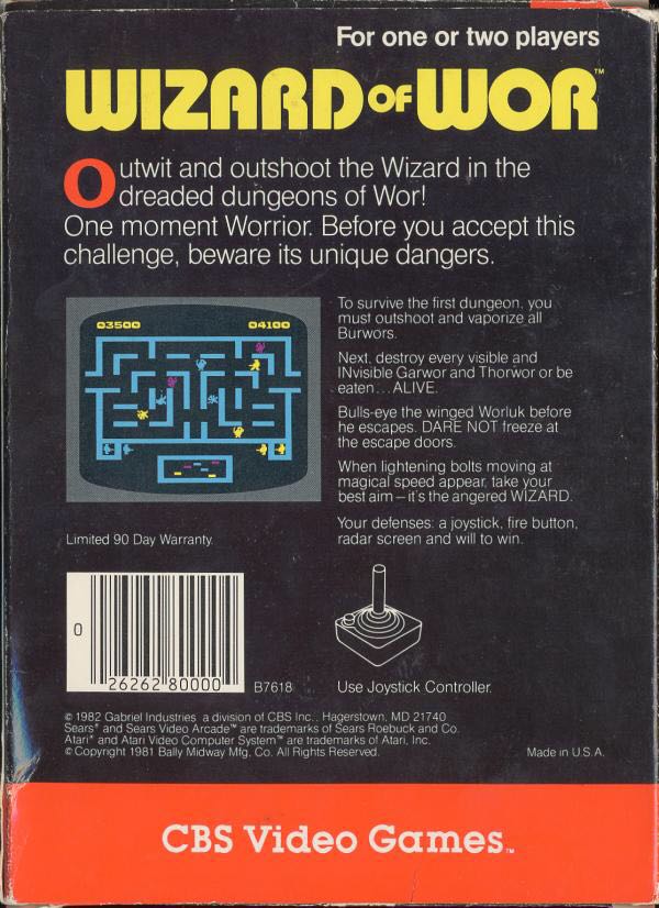 Wizard Of Wor - Atari 2600 (Midway - 1) video game collectible - Main Image 2