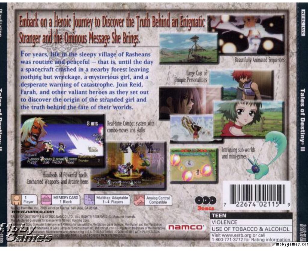 Tales of Destiny II - Sony PlayStation (Namco Bandai - 1) video game collectible [Barcode 722674021159] - Main Image 2