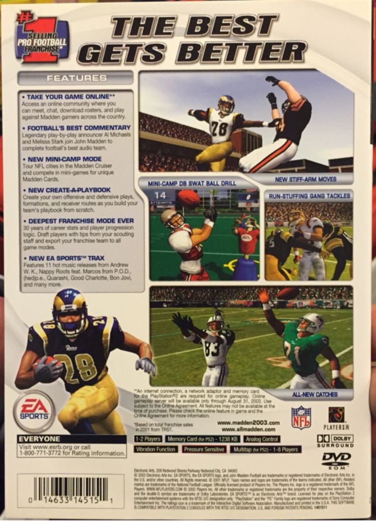 Madden 2003 - Sony PlayStation 2 (PS2) (EA Sports  - 1-2) video game collectible [Barcode 014633145151] - Main Image 2