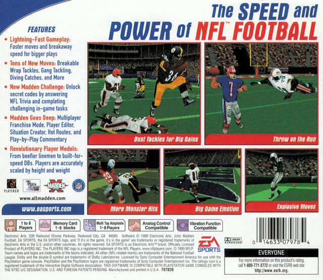 Madden NFL 2000 - Sony PlayStation (Electronic Arts/EA Games - 8) video game collectible [Barcode 014633079784] - Main Image 2
