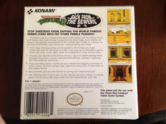 Teenage Mutant Ninja Turtles II: Back From The Sewers - Nintendo Game Boy (Konami - 1) video game collectible [Barcode 083717140061] - Main Image 2