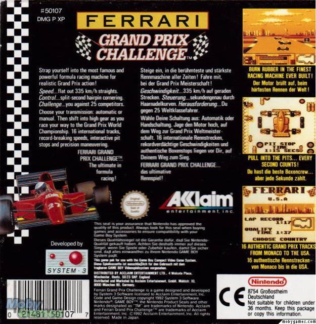 Ferrari Grand Prix Challenge - Nintendo Game Boy video game collectible - Main Image 2