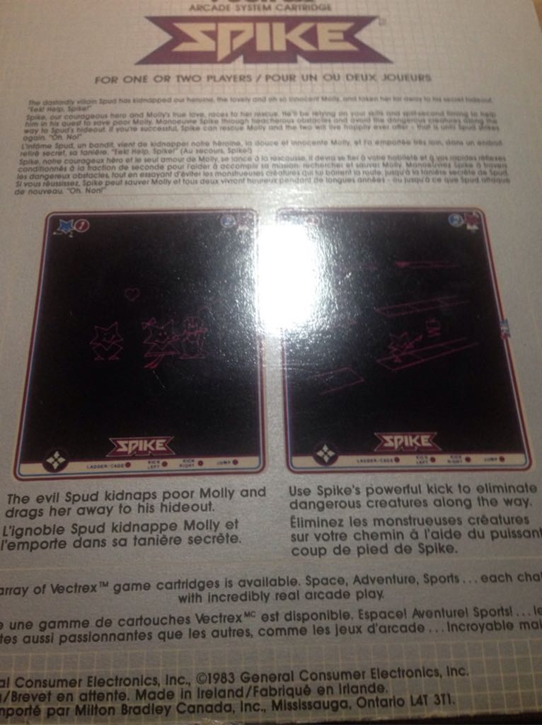 Spike - Vectrex (GCE) video game collectible [Barcode 069127033063] - Main Image 2