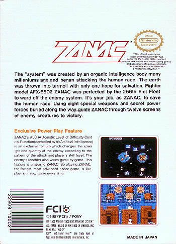Zanac - Nintendo Entertainment System (NES) (FCI - 1) video game collectible - Main Image 2